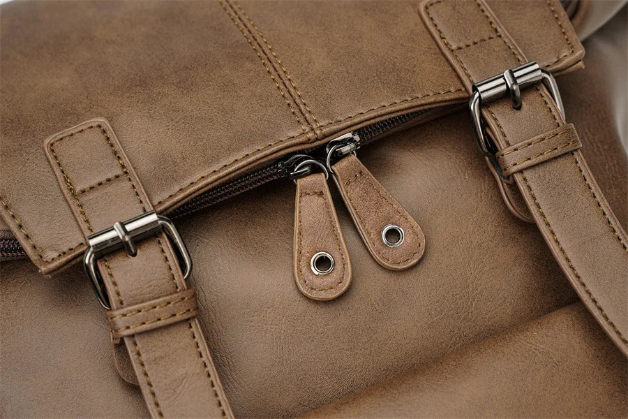 Vintage Luxury PU Leather Backpack | Large Capacity Laptop Bag