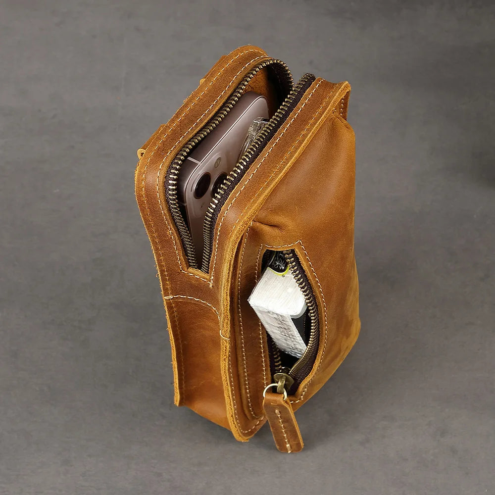 Genuine Leather Retro Crossbody Waist Bag | Stylish & Functional