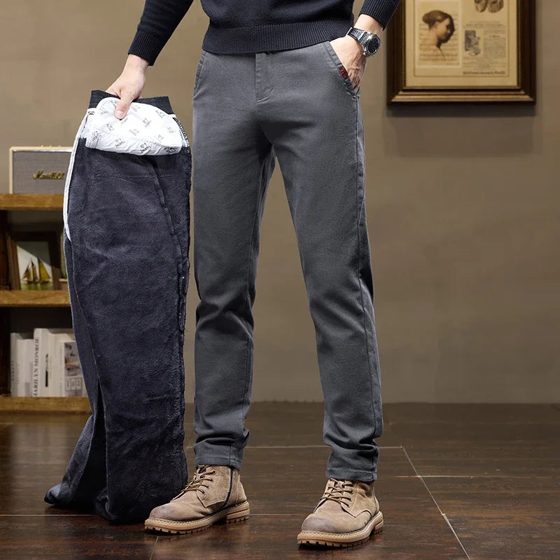 Warm Fleece Lined Jeans for Men | Slim Fit Thermal Denim Pants