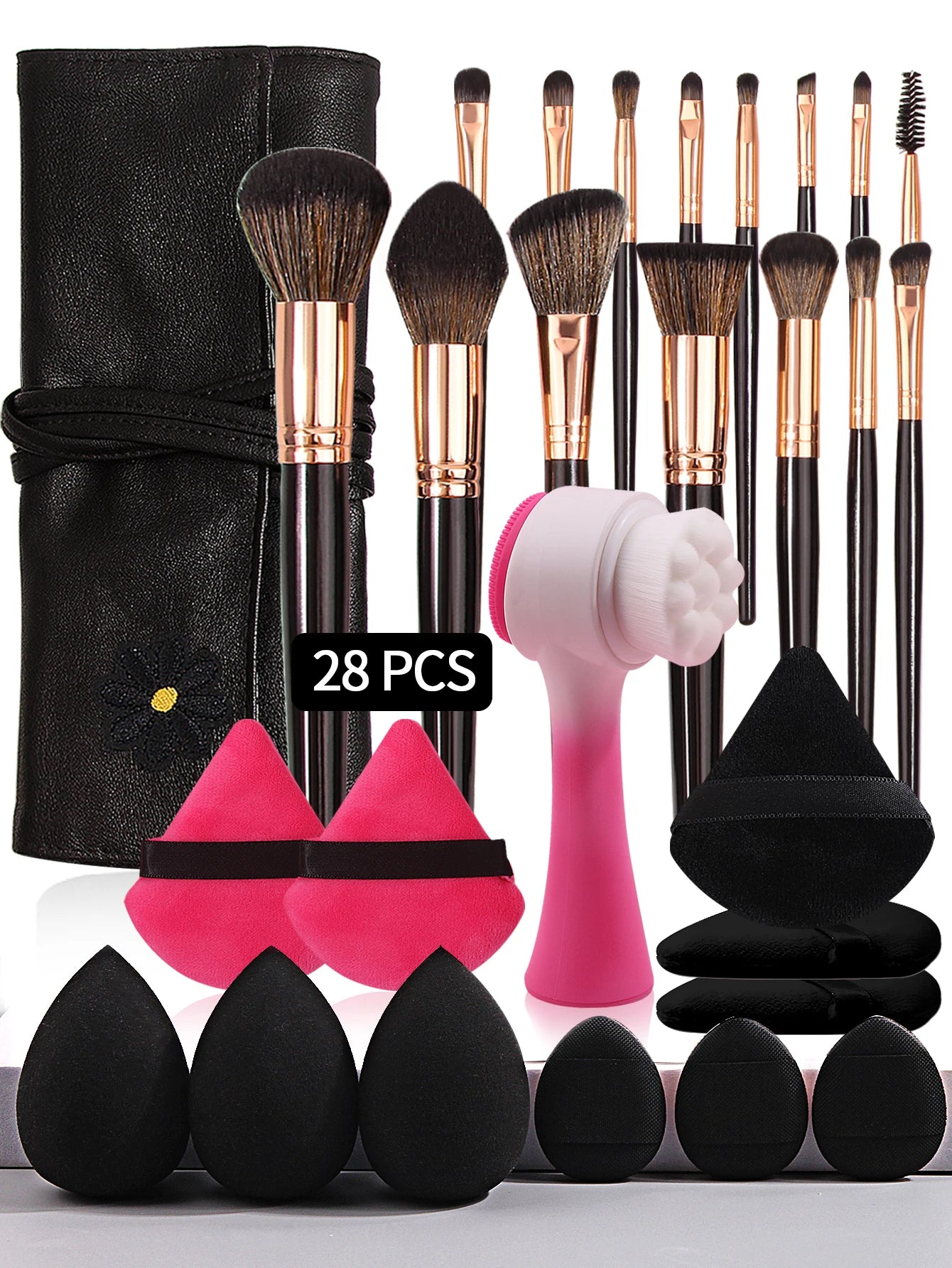 28pcs Professional Makeup Brush Set with Sponges & Face Brush | Complete Tools Kit 2026
