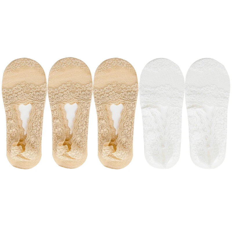 Women's Lace Invisible Ankle Socks | Chic No-Show Comfort