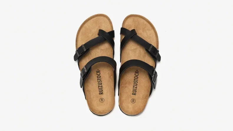 Men's Non-Slip Slippers with Cork Metal Buckle | Waterproof Outdoor Wear