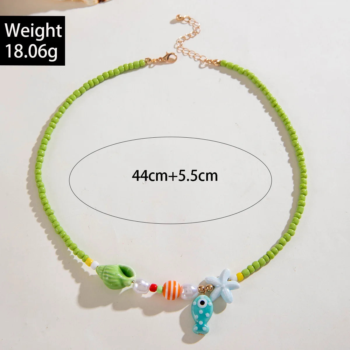 Y2K Boho Acrylic Ceramic Fish Starfish Mushroom Pendant Colorful Bead Choker Necklace For Women Beach Ocean Jewelry Accessories
