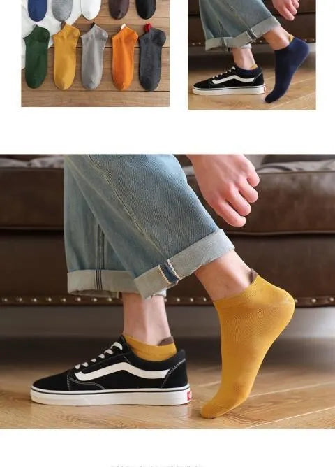 10 Pairs Men’s Cotton Short Socks | Breathable Low-Cut Ankle Socks