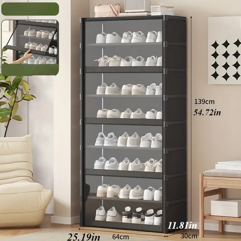 Large Transparent Dustproof Shoe Rack | Store Up to 24 Pairs