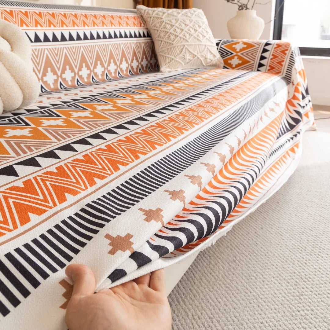 Bohemian Printed Sofa Cover | Soft, Pet Friendly Living Room Protector
