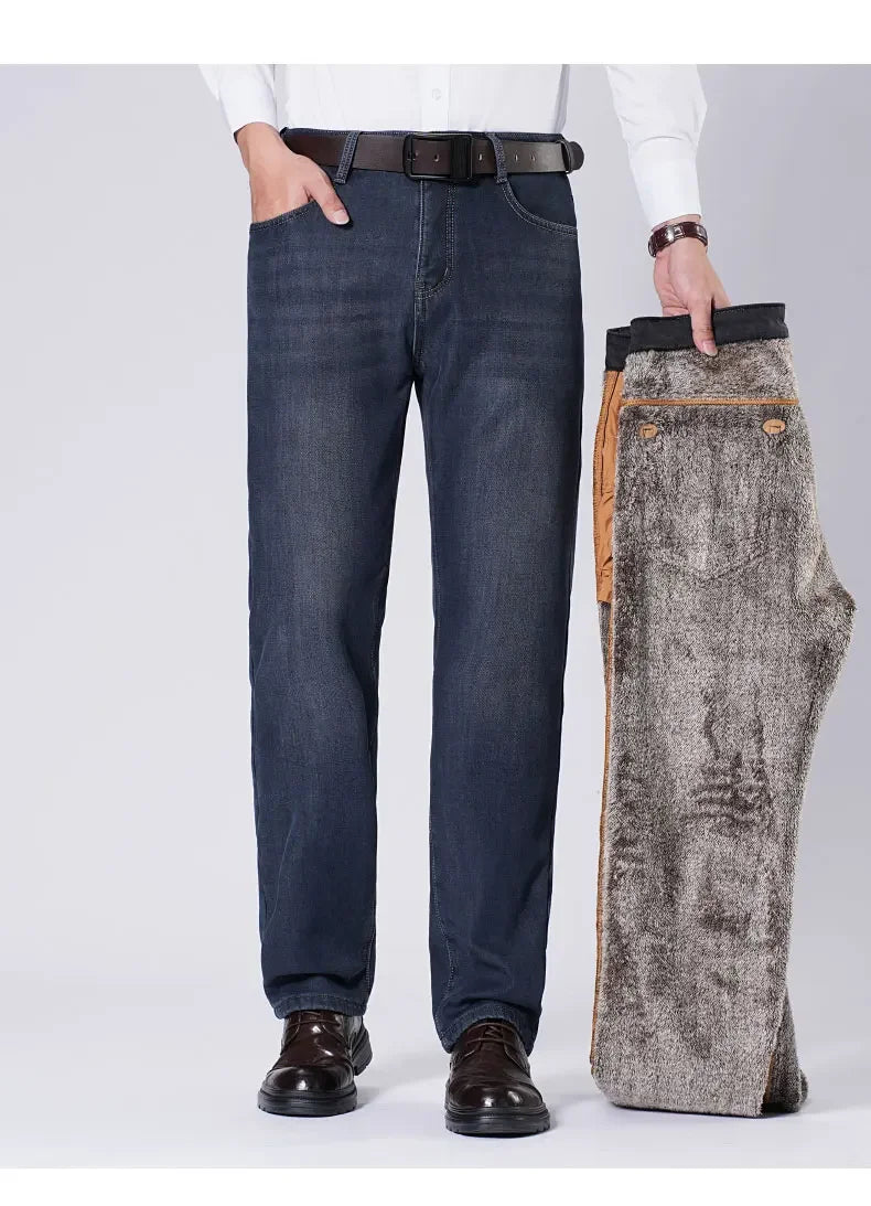 Men's Winter Jeans | Thick Plush Velvet Denim Pants for Comfort