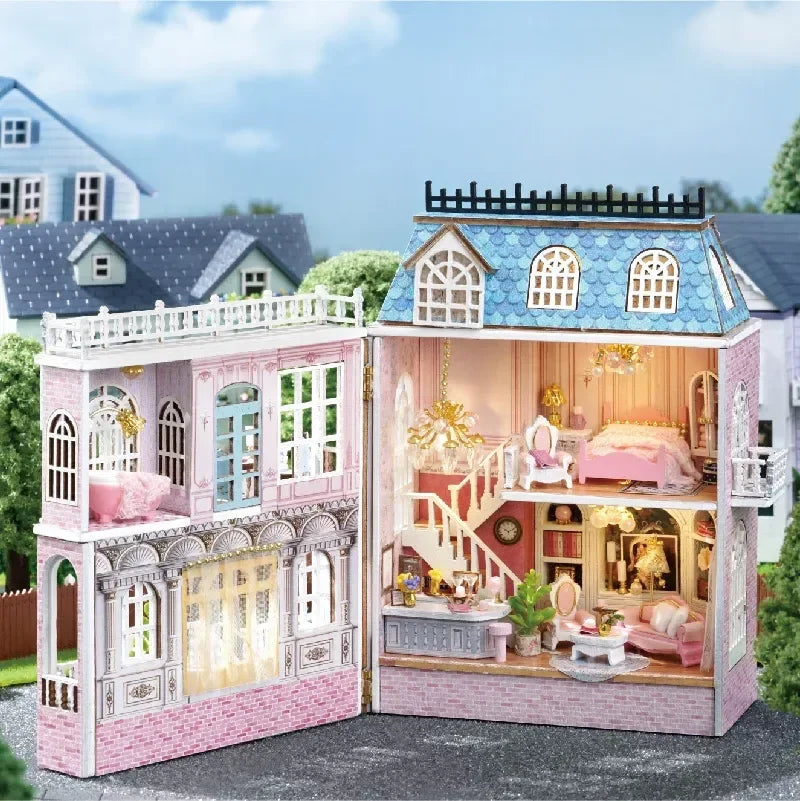Kit de casa de muñecas en miniatura de madera DIY | Regalo creativo para todas las edades