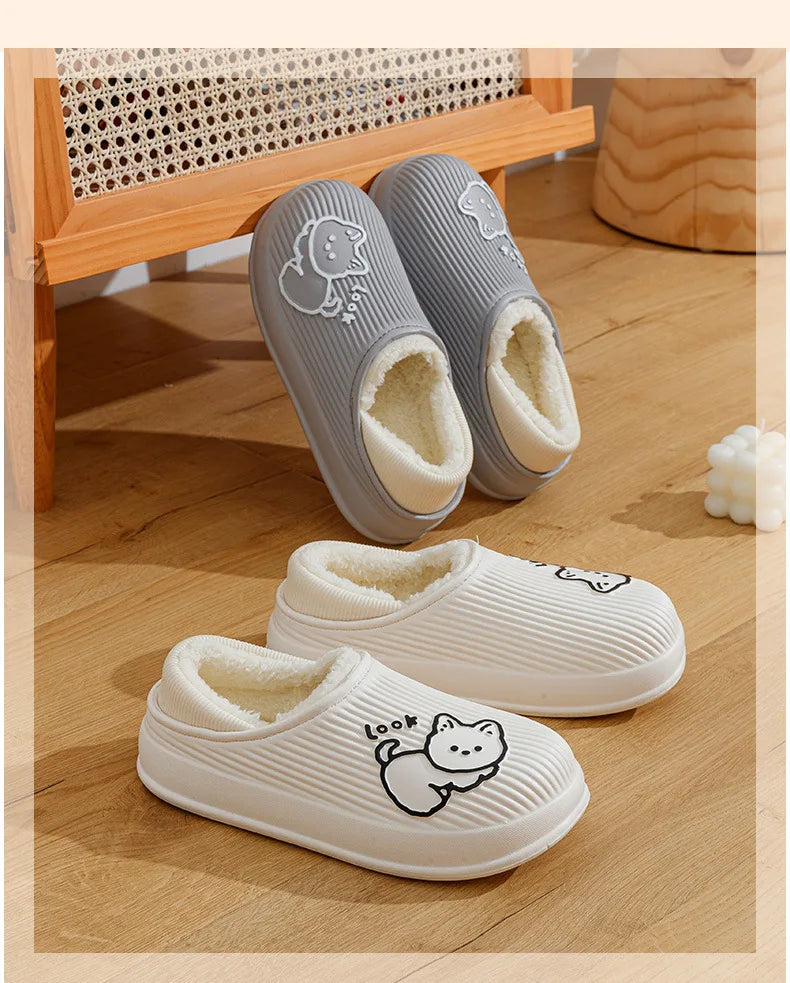 Unisex Waterproof Plush-Lined Slippers | Cozy Indoor Comfort Shoes