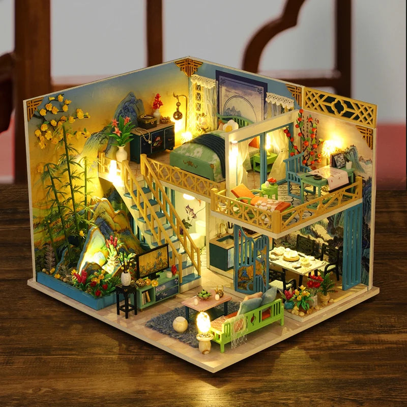 DIY Wooden Dollhouse Kit with LED Lights | Creative Assembly Fun