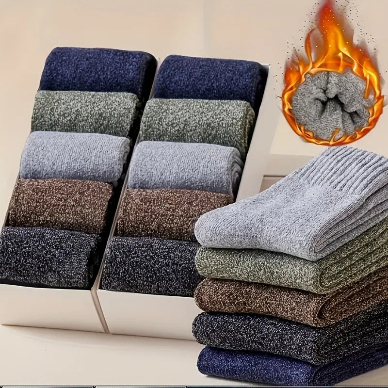 5 Pairs of Thick Warm Men's Socks | Cozy Winter Thermal Stockings