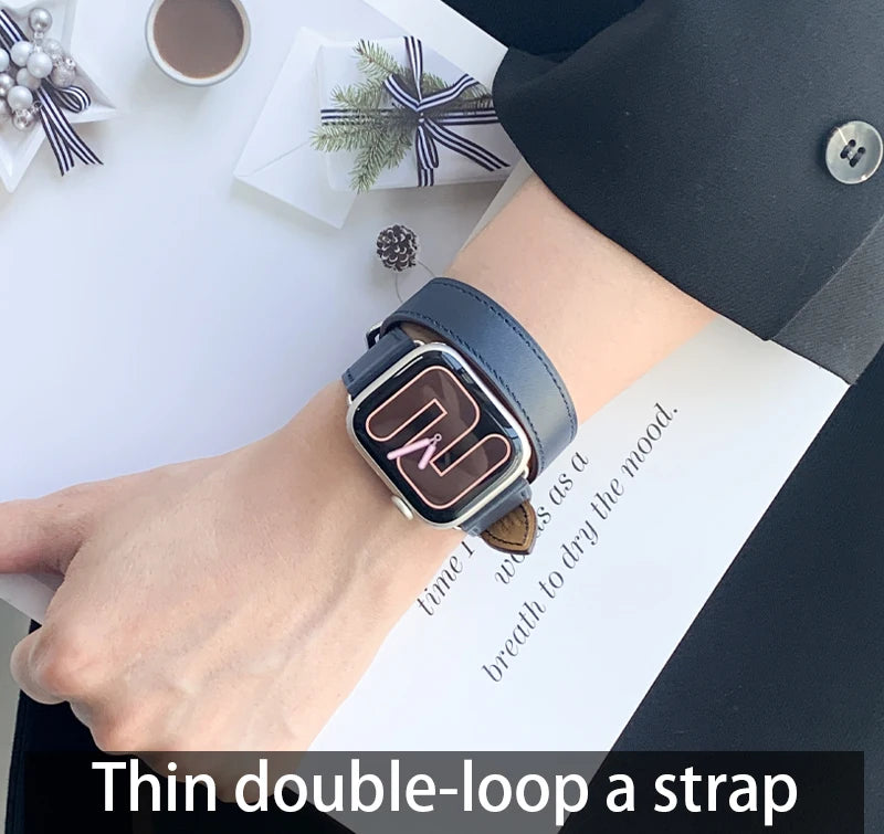 Stylish Double Tour Leather Watch Band for Women | 42mm & 41mm