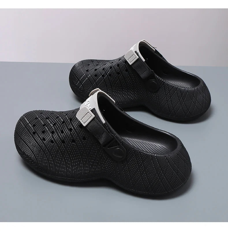 Men Thick Sole Clogs Breathable Hollow Out Non-slip Garden Shoes Outdoor Beach Slippers Slip On Platform Sandal Summer Walking