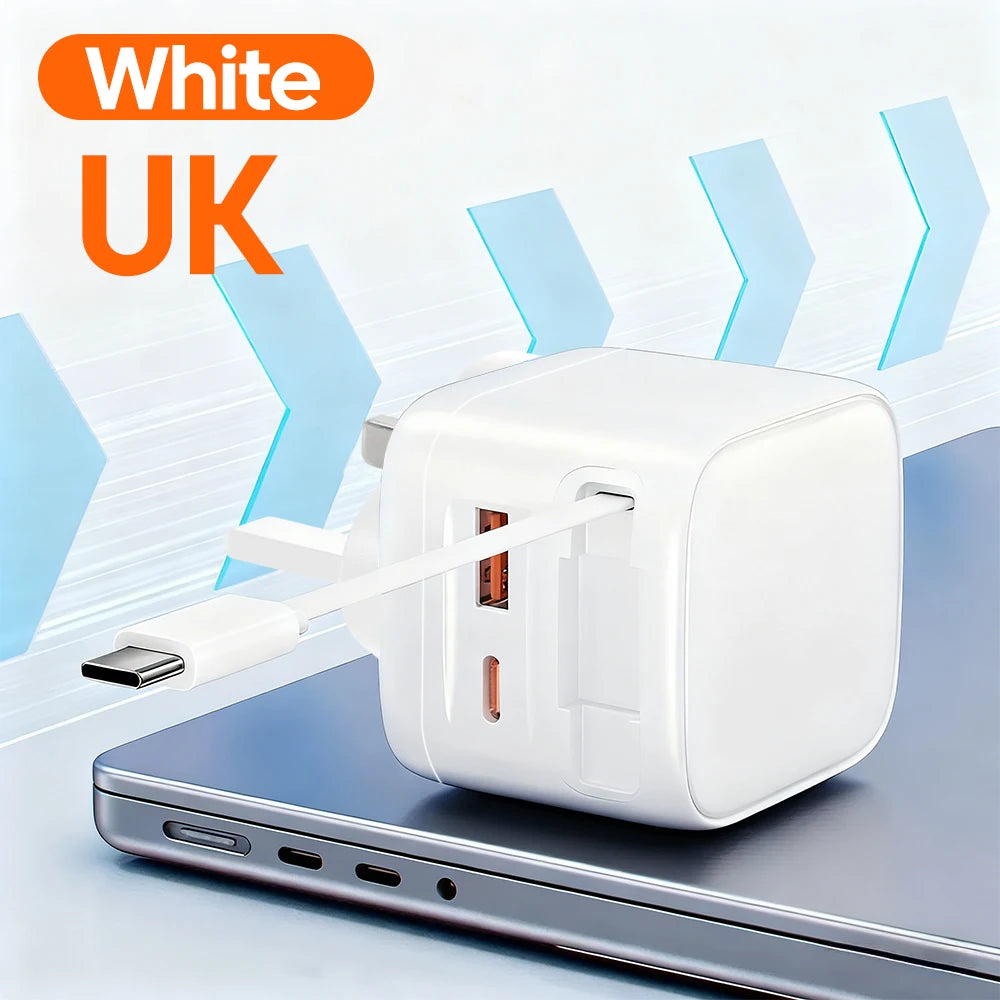 USB Type C Phone Charger with Retractable Cable for Fast Charging