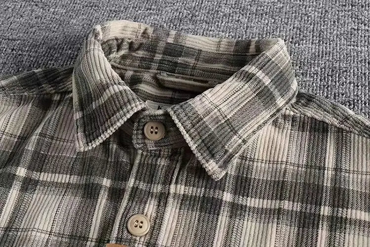 Men's Vintage Plaid Long Sleeve Shirt | Comfortable Corduroy Fashion