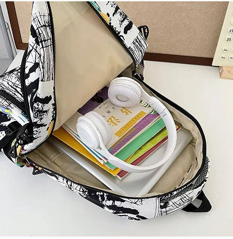 Trendy Personalized Graffiti Japanese Backpack | Large Capacity Book Bag