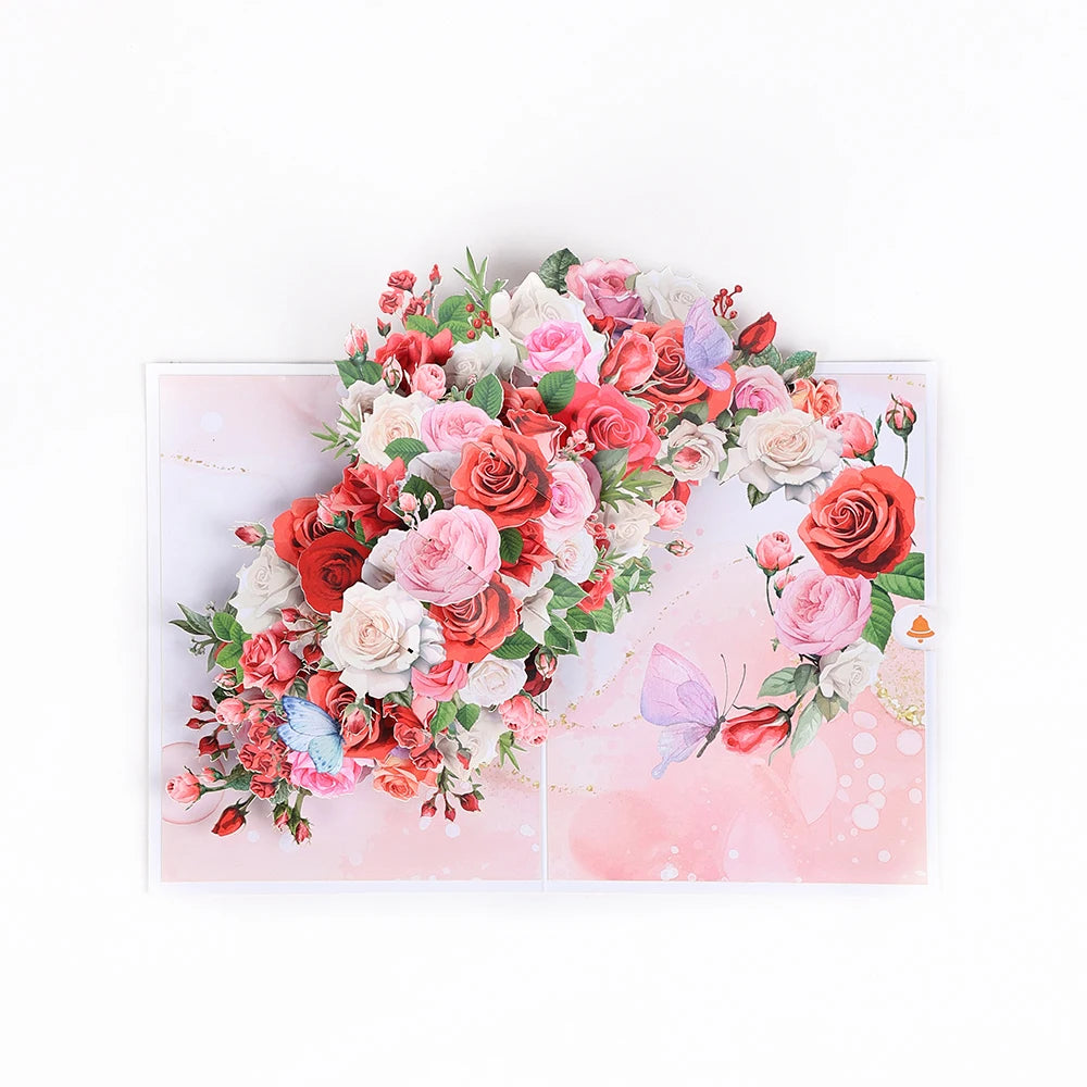 Elegant Floral Birthday & Holiday Greeting Card | Pink Rose Design