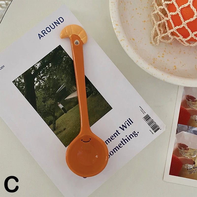 Elegant Ceramic Soup Spoon Set | Long Handle Ladle for Dining