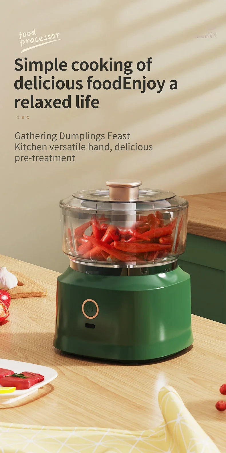 Mini Wireless Electric Garlic Press | Dual Purpose Food Shredder