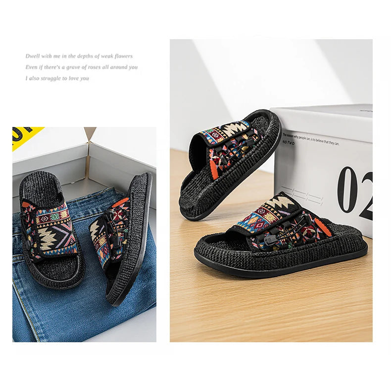 Men's European and American Style Outdoor Slippers, Thick-soled Fashionable Flip Flops for Beach and Leisure