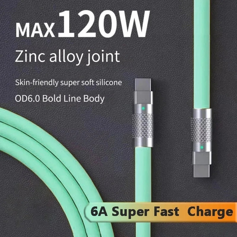 120W Super Fast Charge PD Type C Liquid Silicone Cable