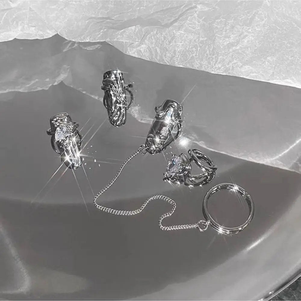 Korean Style Irregular Metal Fingertip Ring Set for Women