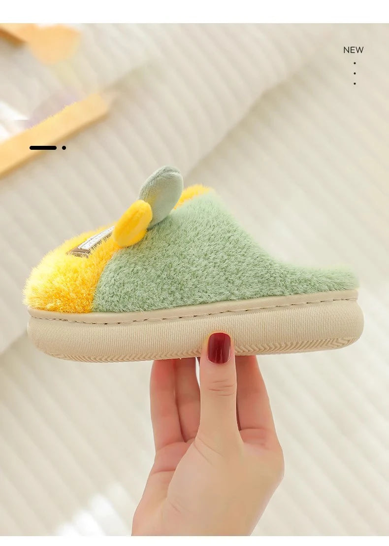 Cute Animal Print Plush Slippers for Kids | Cozy Indoor Shoes