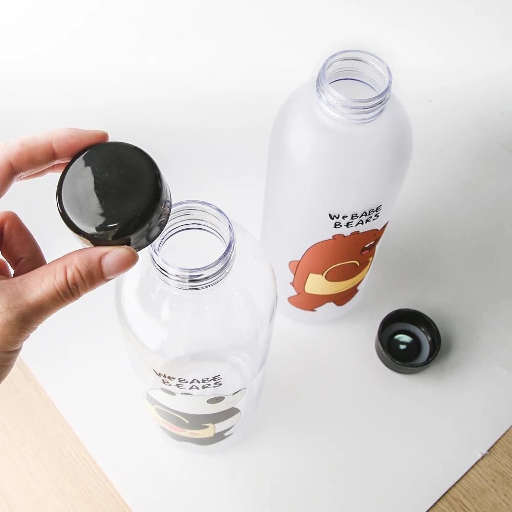 Cute Panda Water Bottle | 1000ml Transparent Frosted Drinkware