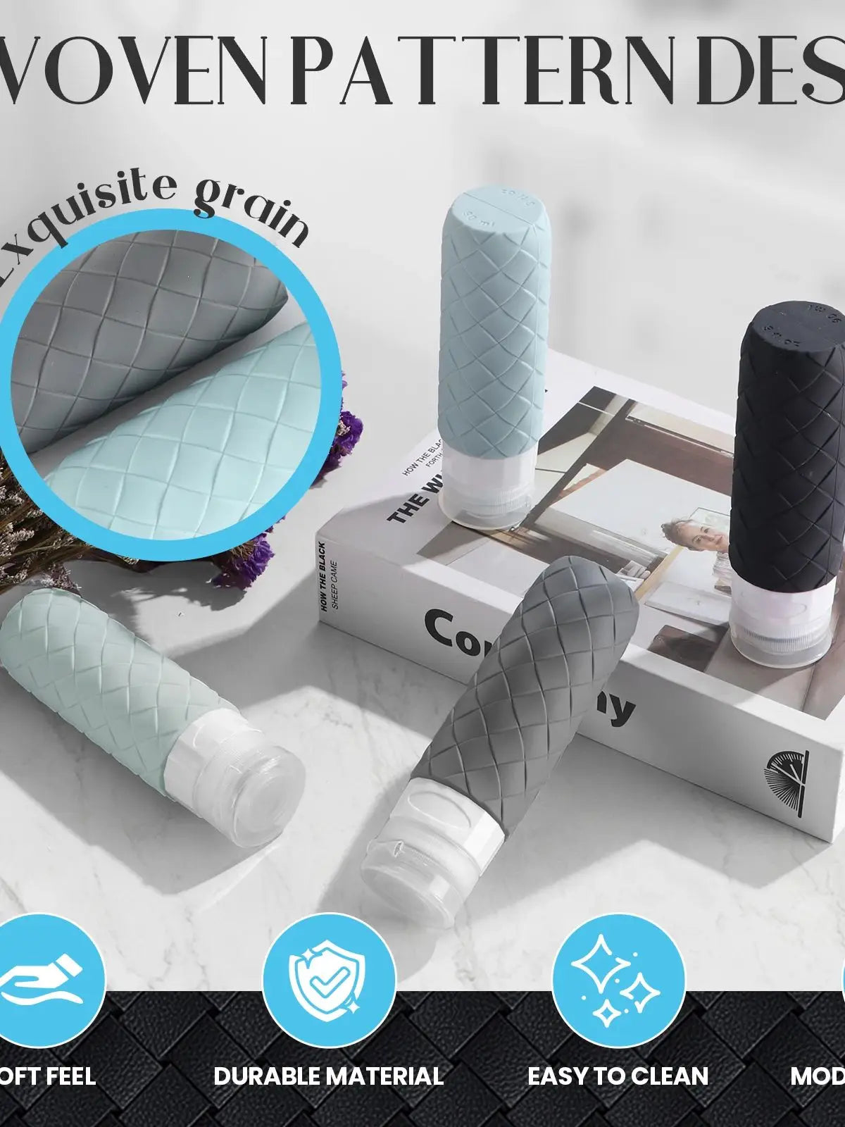 Silicone Woven Travel Dispensing Bottles | 4-Piece Set 90ml