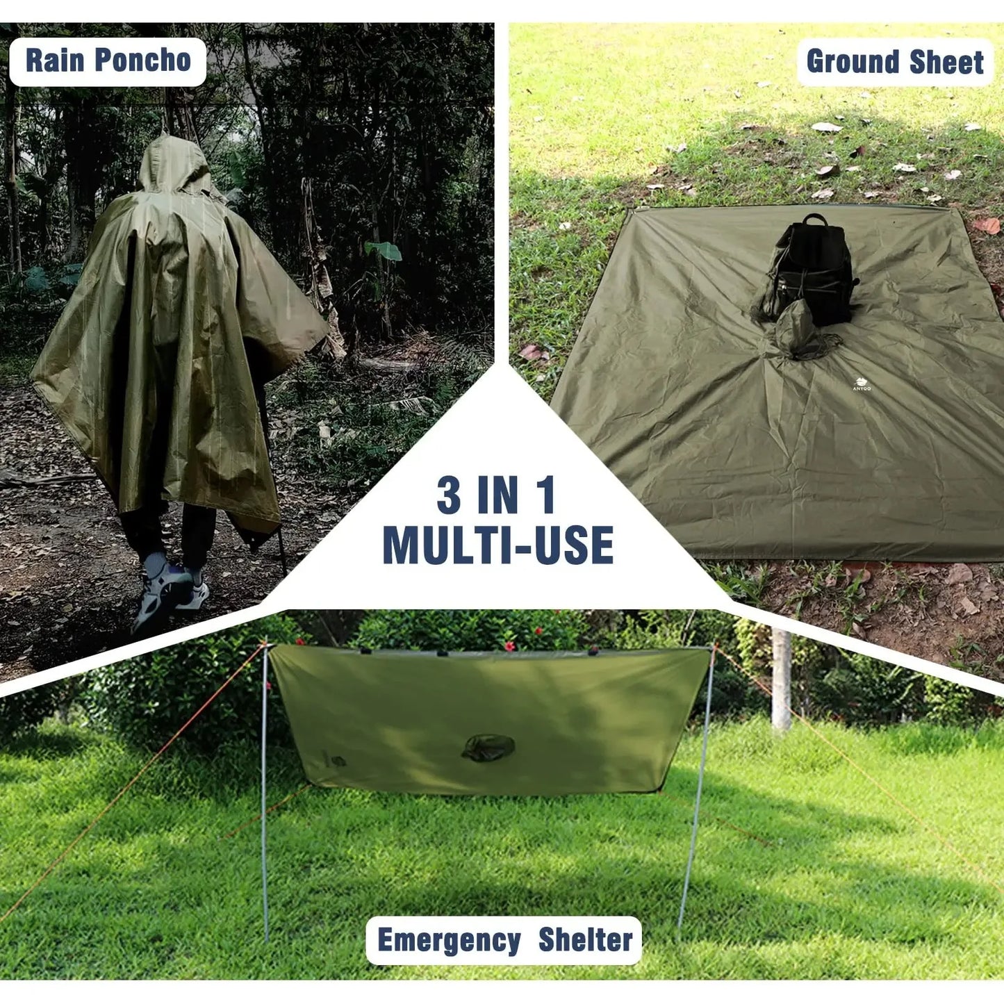 Impermeable de viaje 3 en 1 | Poncho ligero para entusiastas del aire libre