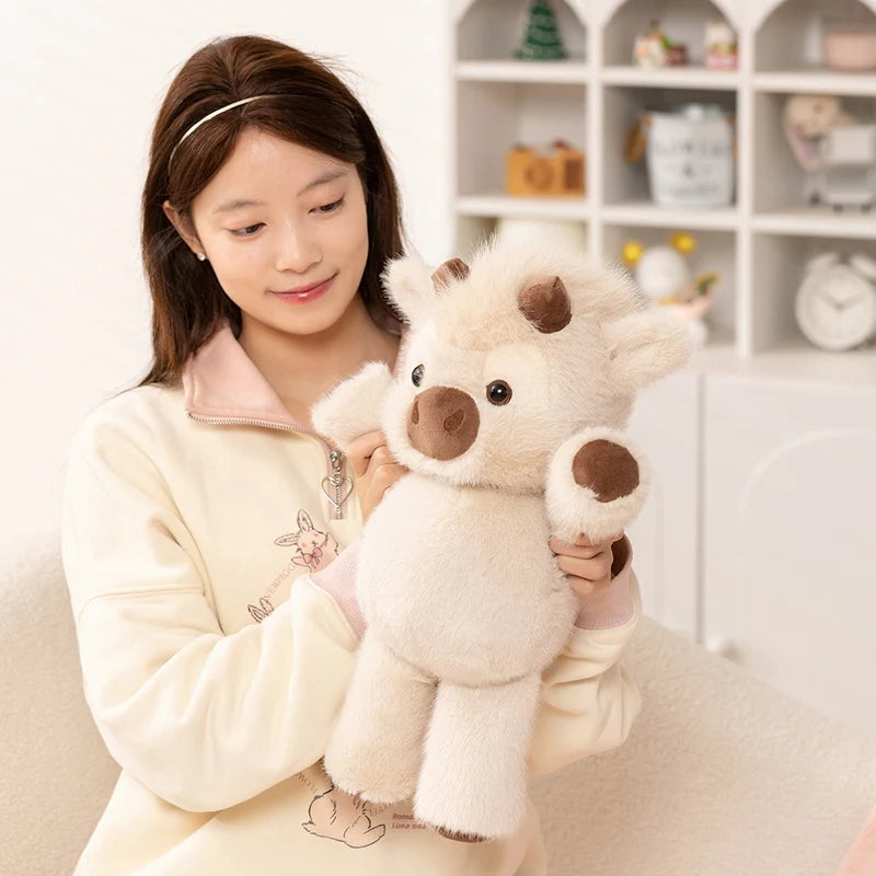 Adorable Highland Cattle Plush Toy | Huggable Running Cow Stuffed Animal