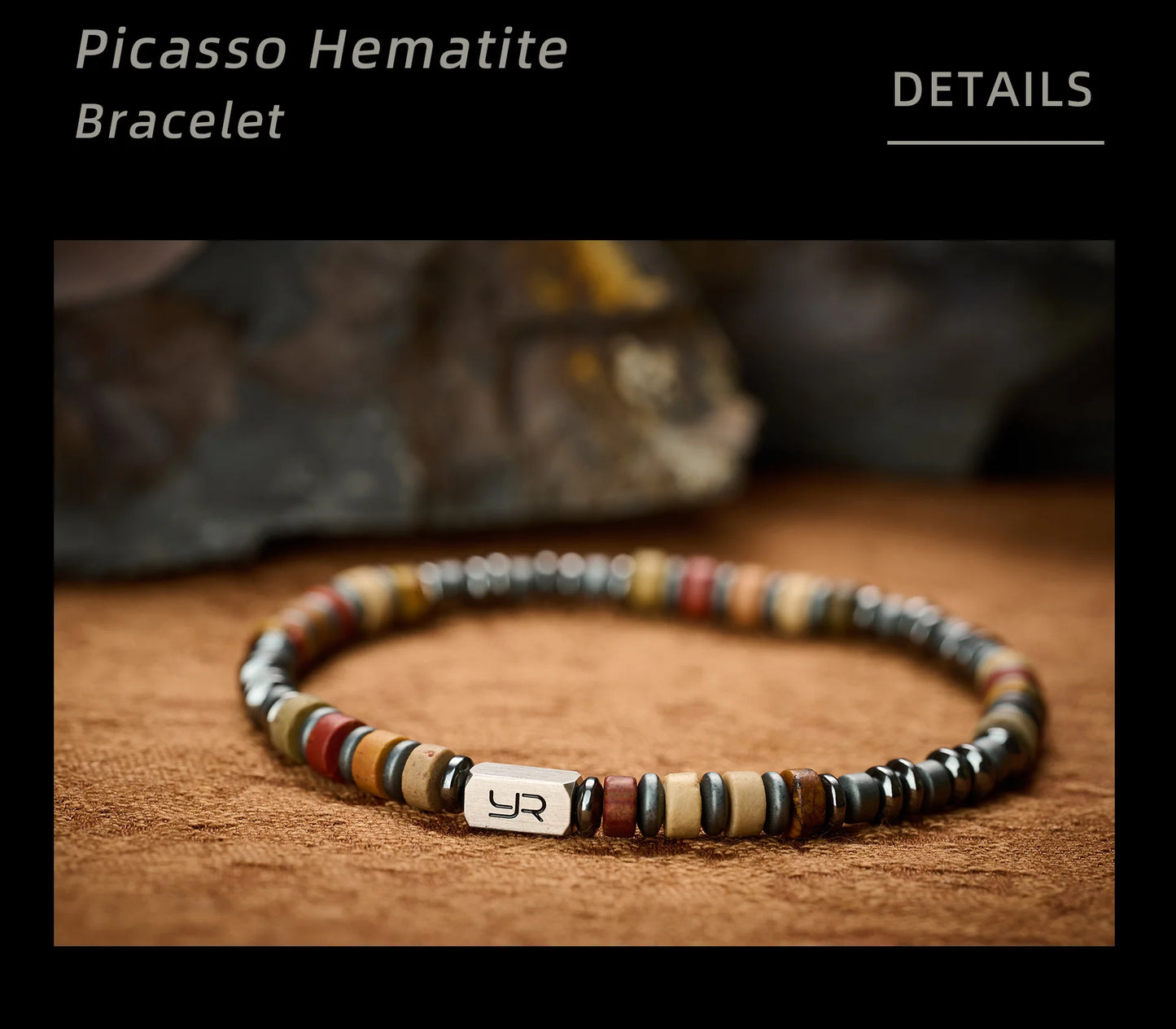 Handcrafted Bohemian Jasper Hematite Bracelet | Unisex Accessory
