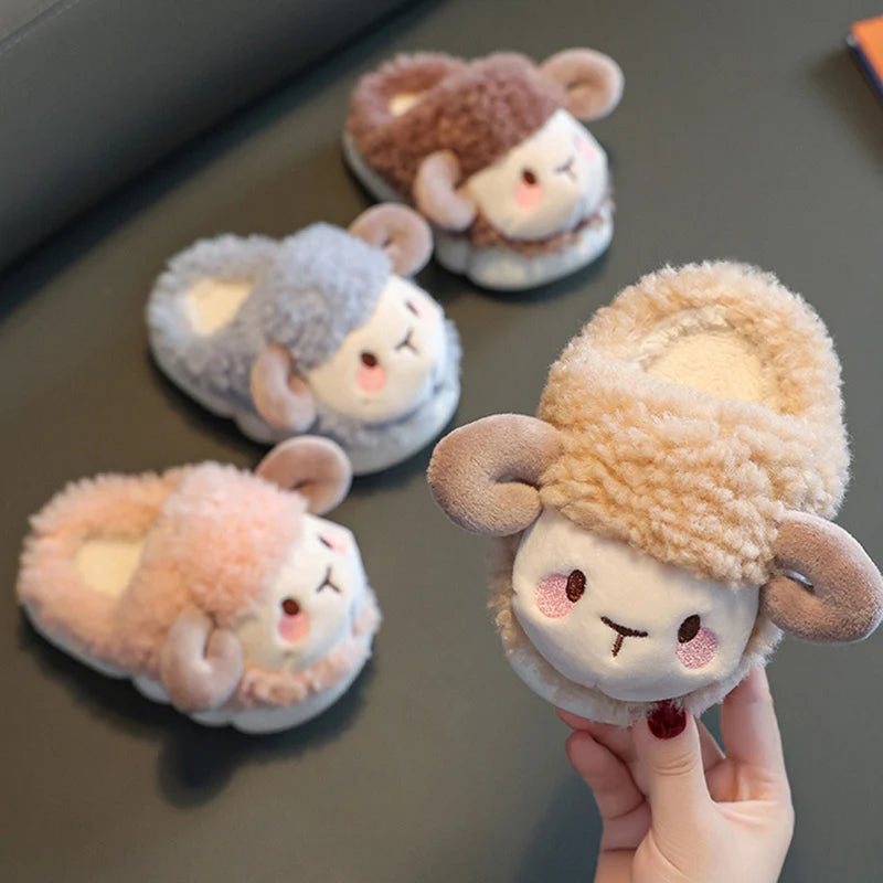 Lovely Fluffy Lamb Plush Slippers | Cute Warm Indoor Slides