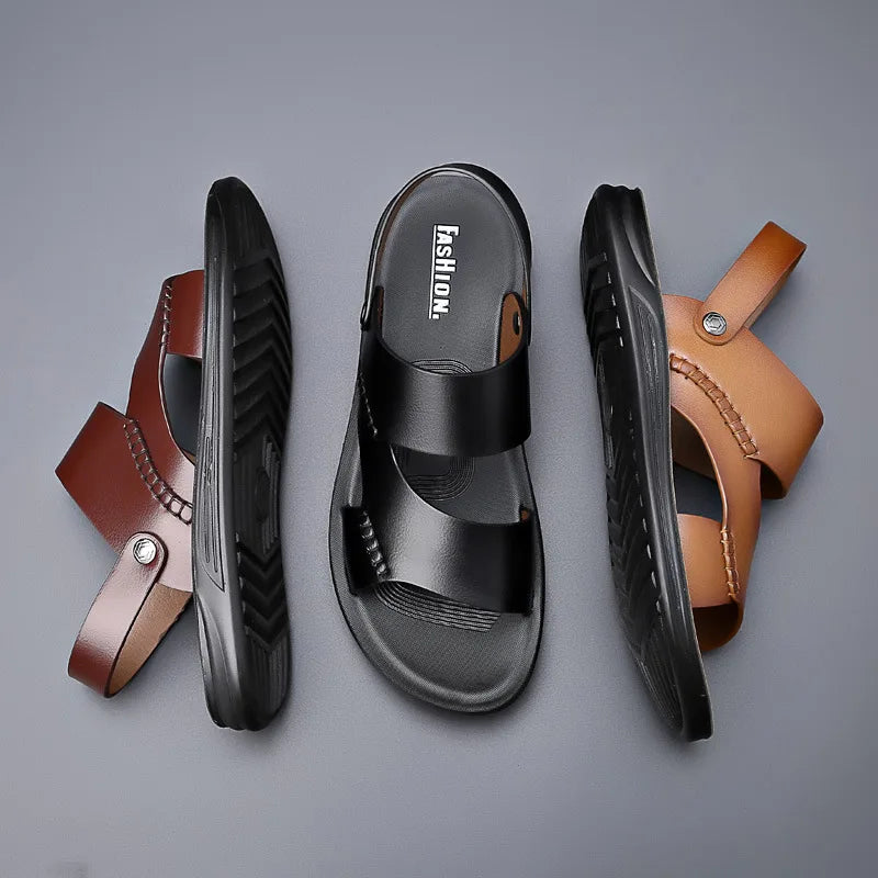 Men's Stylish Leather Sandals | Breathable Casual Beach Shoes