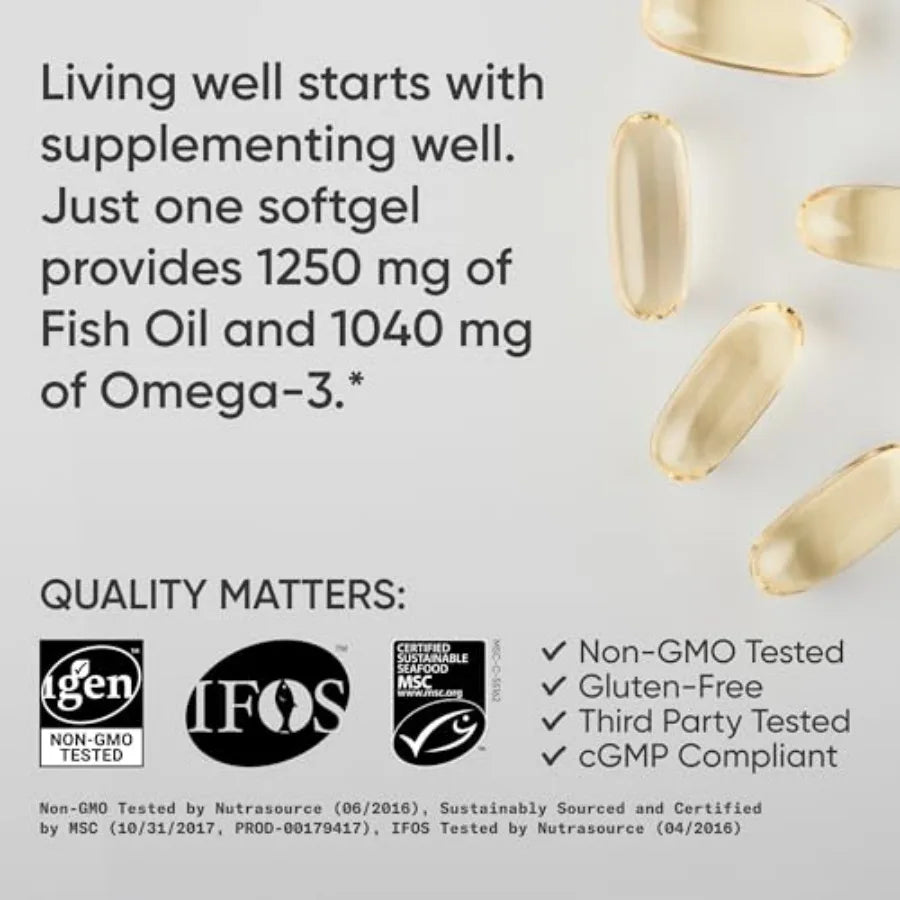 Triple Strength Omega-3 Fish Oil Supplement | Sustainable Pollock Oil