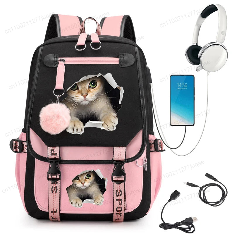 Cute Anime Cat Kawaii Backpack for Girls | Perfect Back to School Bag