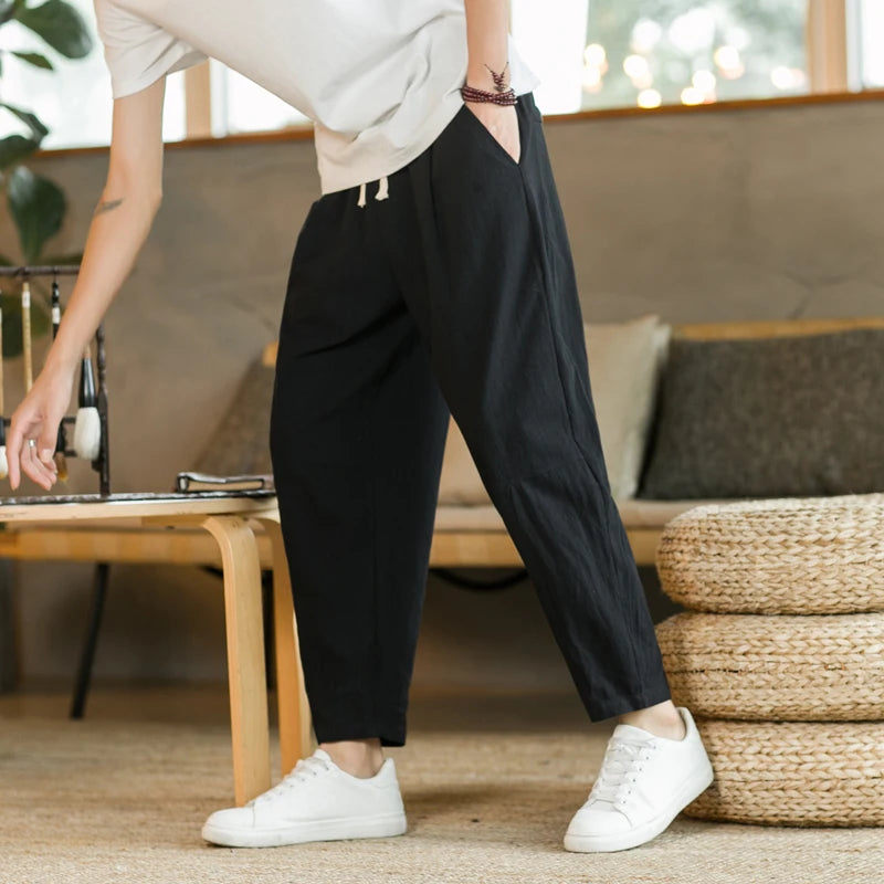 Men's Casual Cotton Linen Trousers | Breathable Stylish Pants