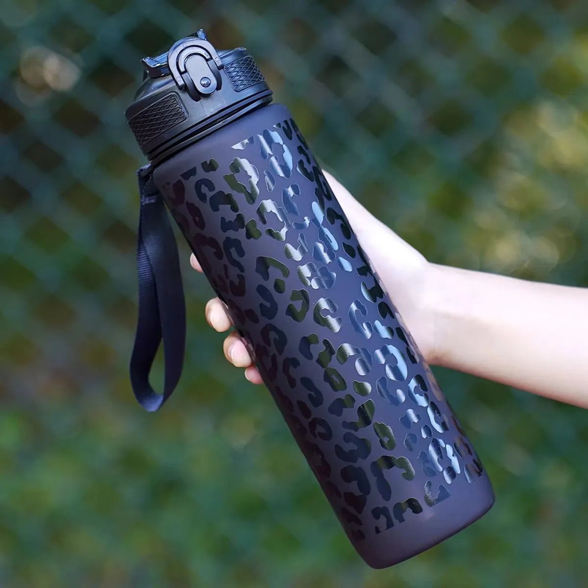 1 Liter Leopard Print Sports Water Bottle | Leak-Proof & Portable