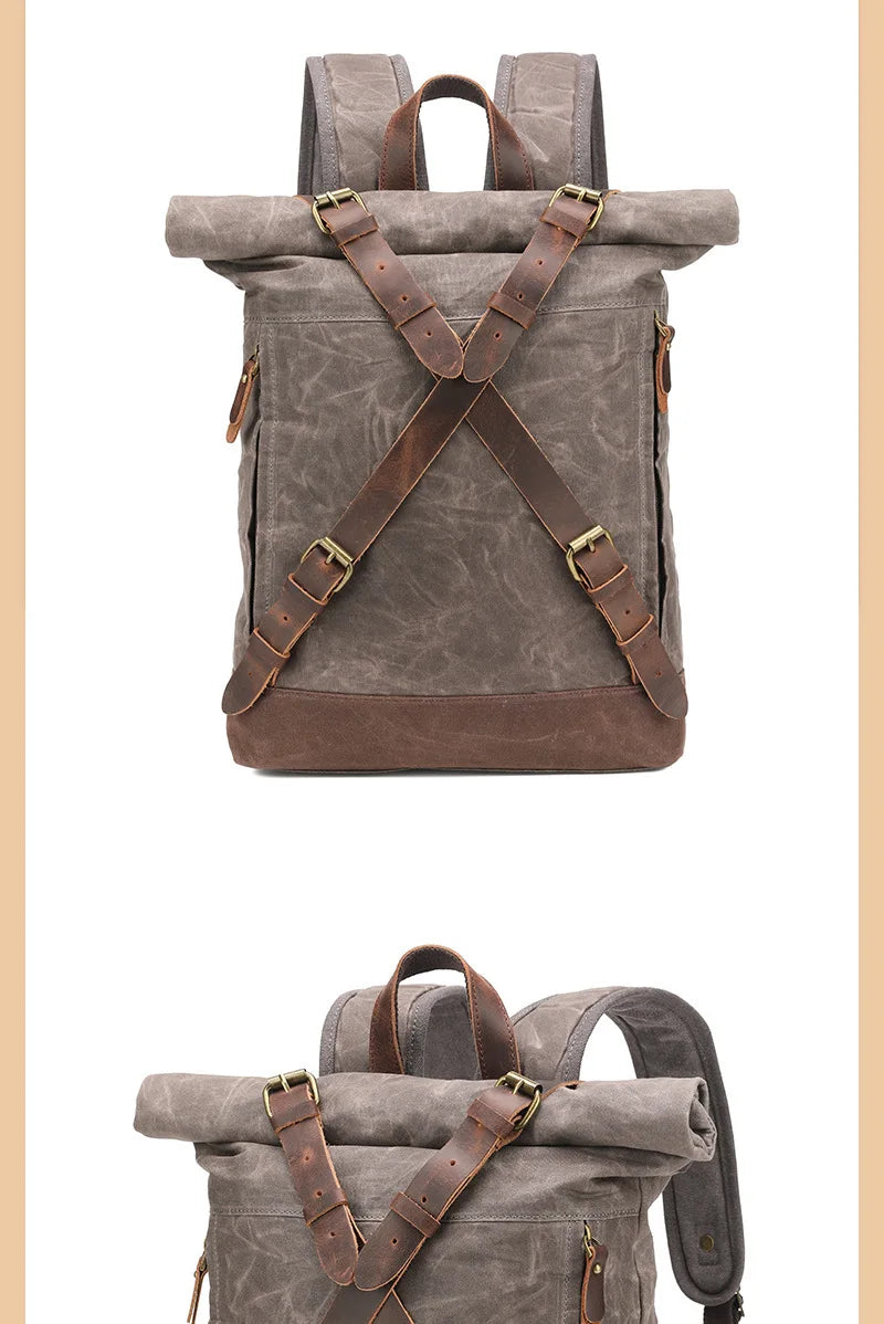 Retro Waterproof Oil Wax Canvas Travel Backpack | Unisex Design