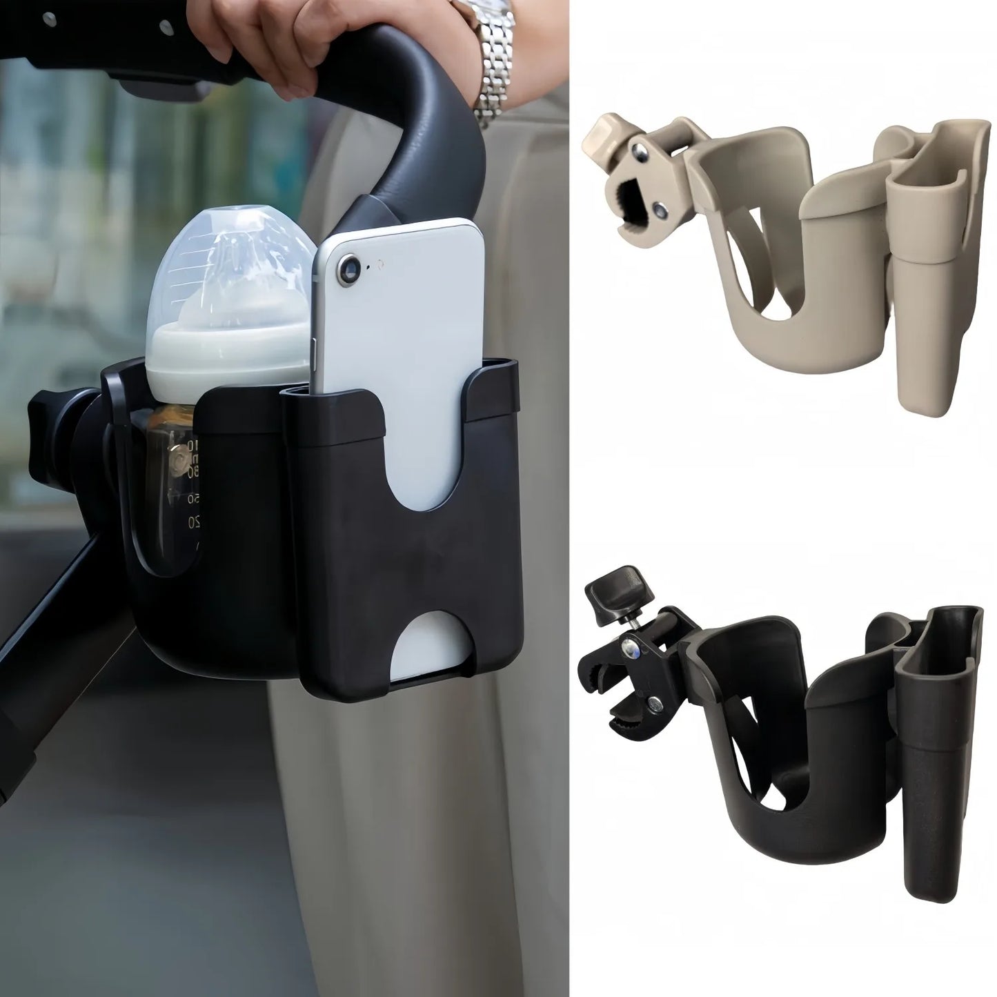 Universal Pram Cup Holders & Phone Holders for Strollers