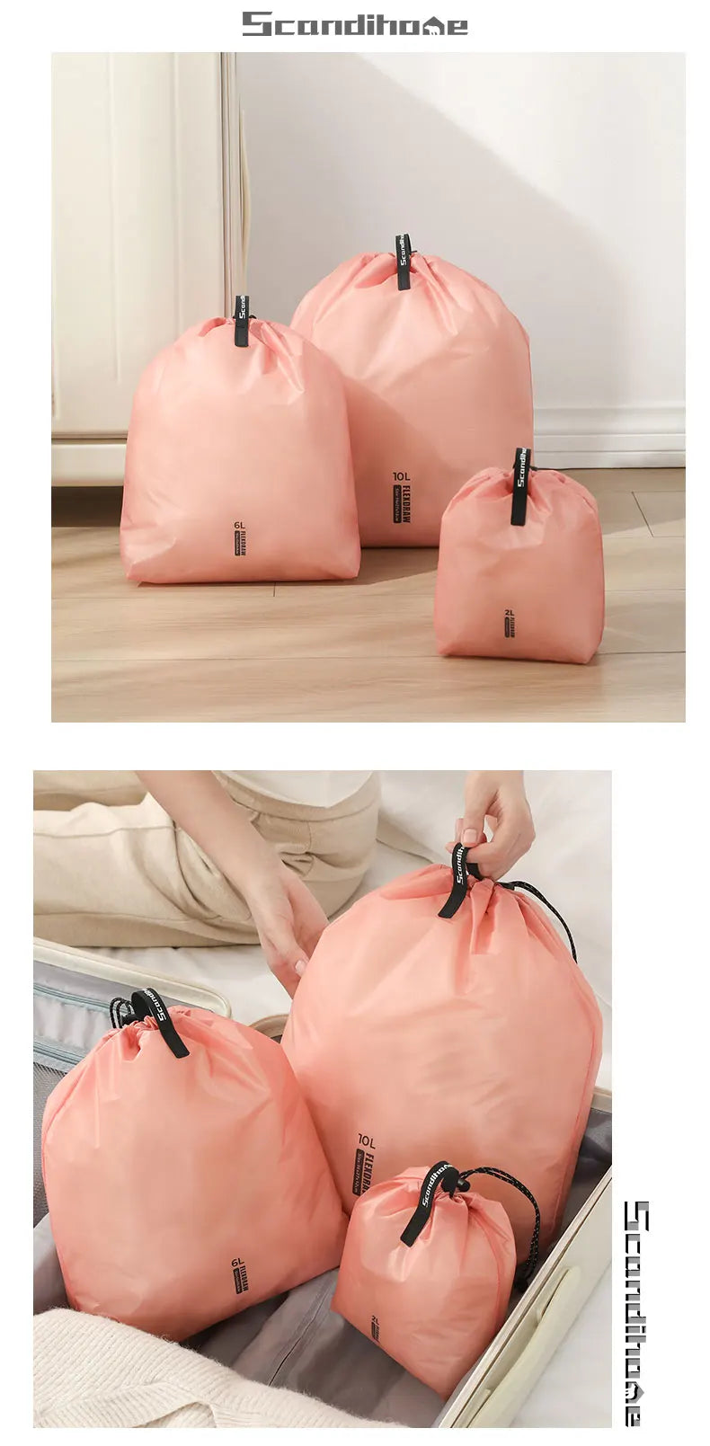 Large Capacity Waterproof Storage Bag for Clothes Travel Organizer Pouch with Multiple Pockets for Outdoor Hiking Camping