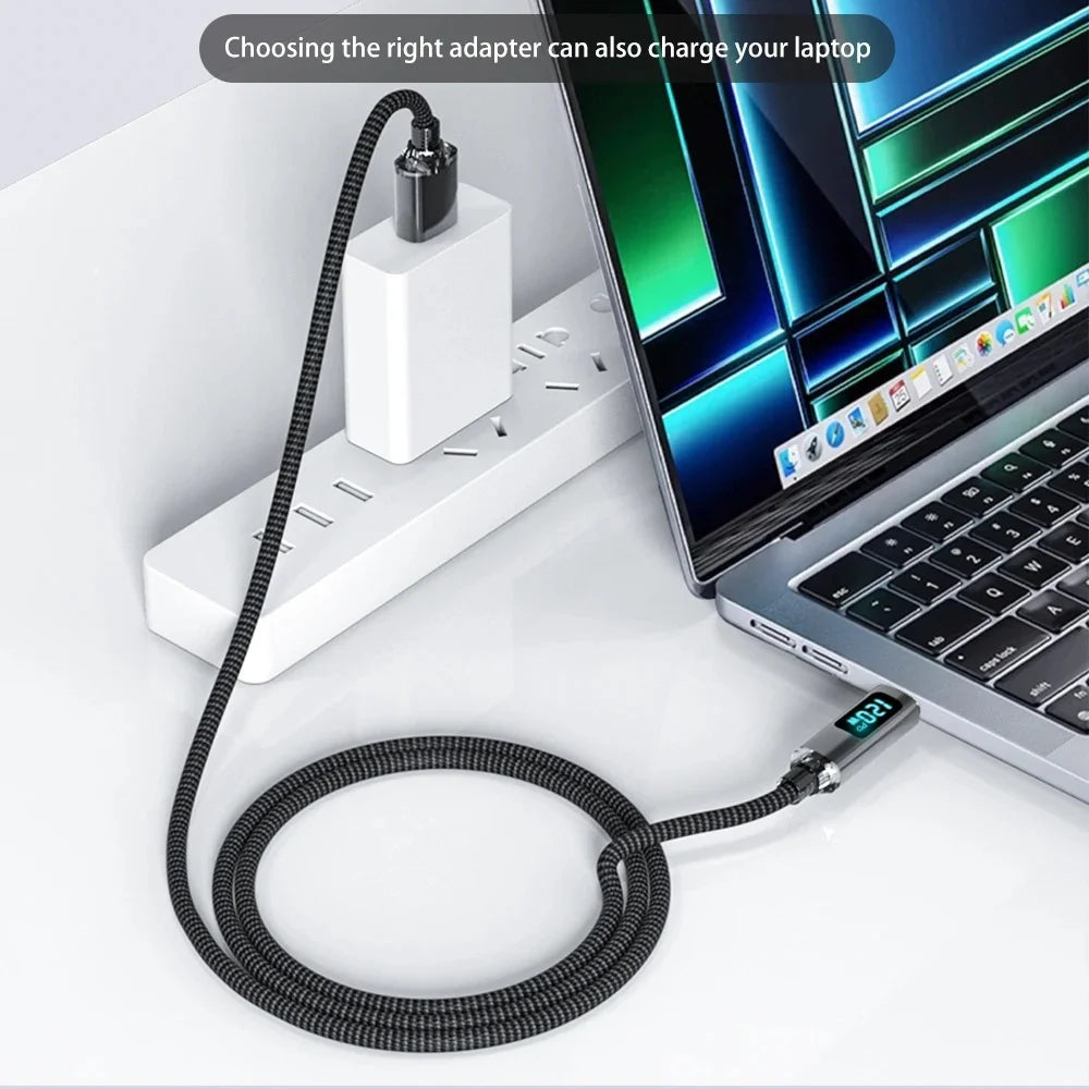 120W USB A to Type C Fast Charging Cable with LED Display