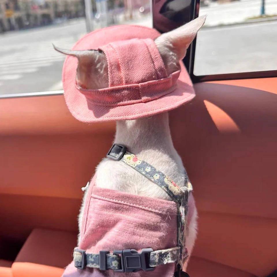Adjustable Cotton Cat Hat with Ear Holes | Summer Sun Protection