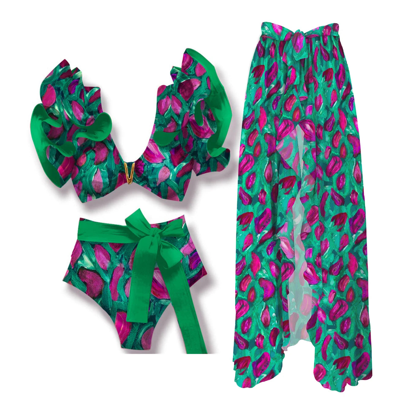 Floral Ruffle Bikini Set | Stylish & Sexy Beach Swimwear
