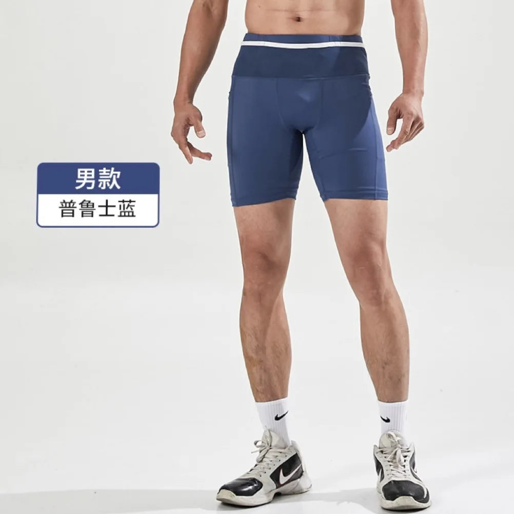 Quarter Length Compression Running Shorts with Multi-Pockets