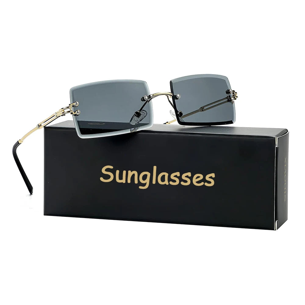 Men's Retro Sunglasses | Vintage Rimless Rectangle UV400 Protection