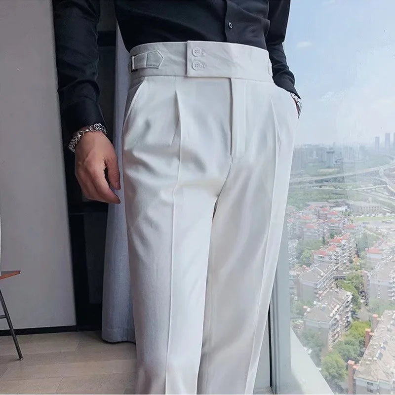 Stylish High Waist Slim Fit Suit Pants for Men | Comfortable Fashion