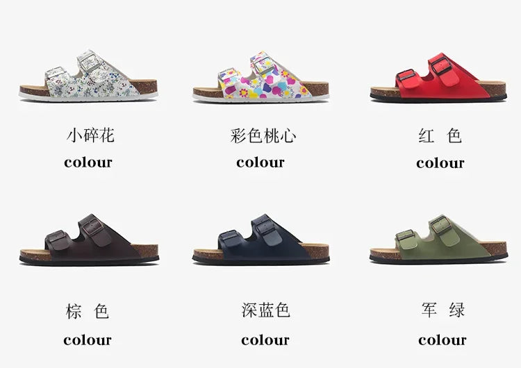 Men's Buckle Flat Bottom Cork Slippers | Comfortable Summer Sandals