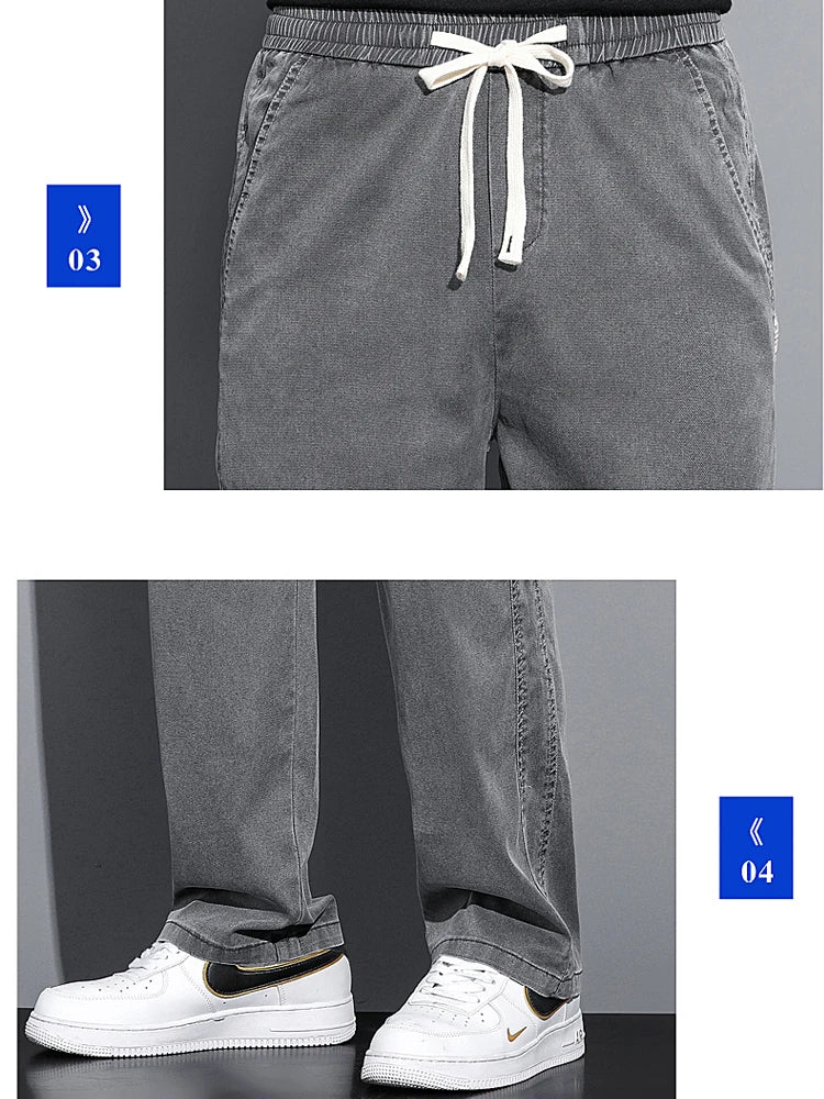 Men's Soft Lyocell Casual Jeans | Thin Loose Straight Pants