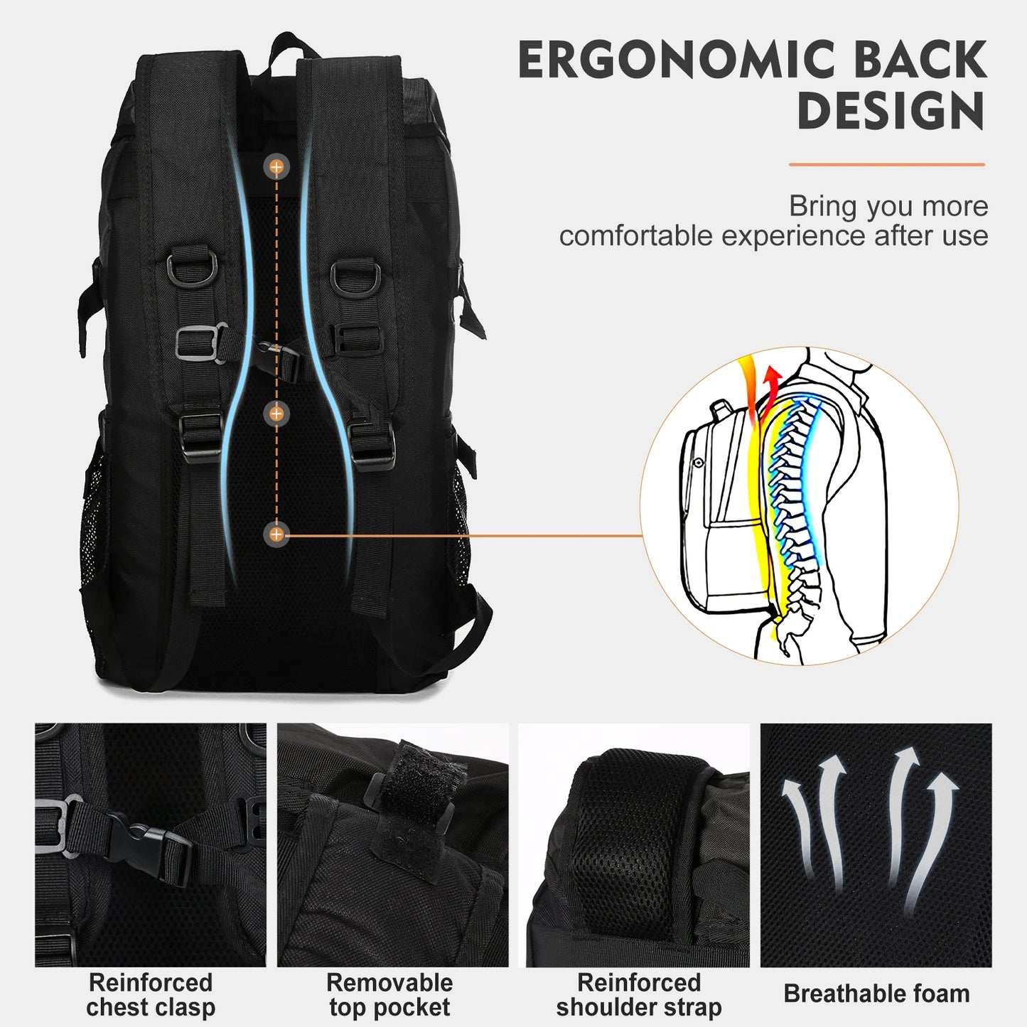 55L Waterproof Hiking Bag | Durable Large Capacity Backpack